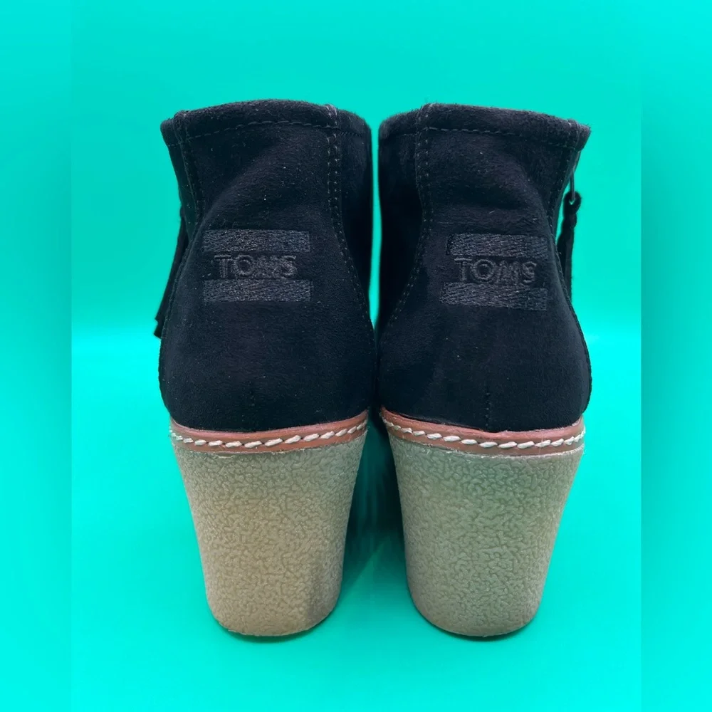 TOMS Black Suede Ankle Booties with Stitched sole